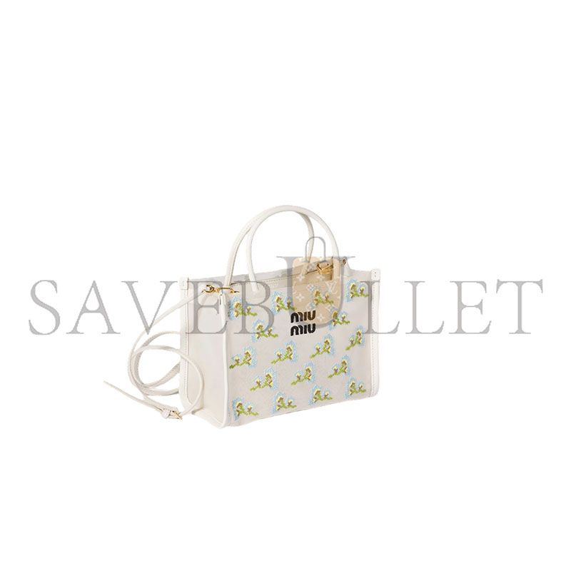 MIU MIU EMBROIDERED MESH TOP-HANDLE BAG 5BA310 (19.5*14*9cm)
